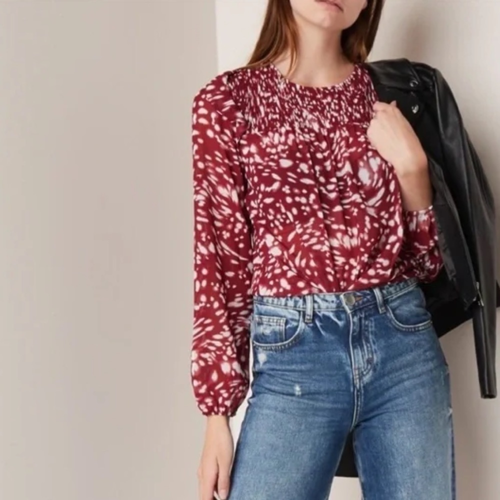 MAJE Lipone Smocked Blouse